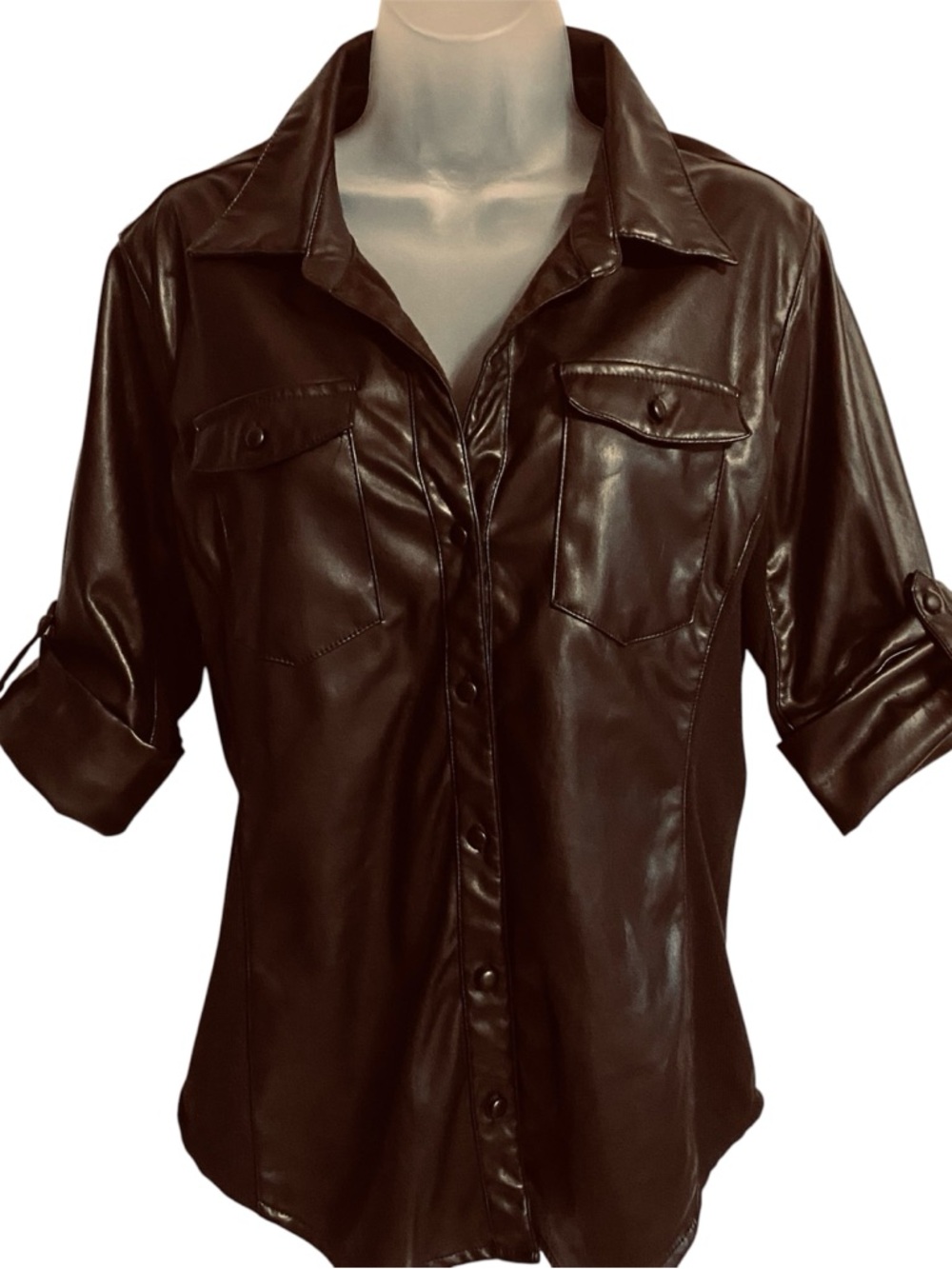 Ci Sono Blazer / Jacket Faux Leather with Knitted Side Inserts Size L